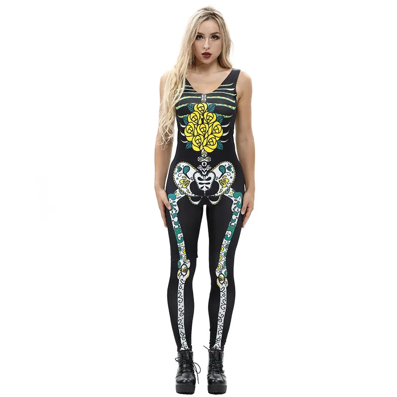 Creative Models Yellow Skeleton Frame Digital Printing Sexy Women's Jumpsuit Slim Breathable Sleeveless Body Suits For Women
Creative Models Yellow Skeleton Frame Digital Printing Sexy Women's Jumpsuit Slim Breathable Sleeveless Body Suits For Women