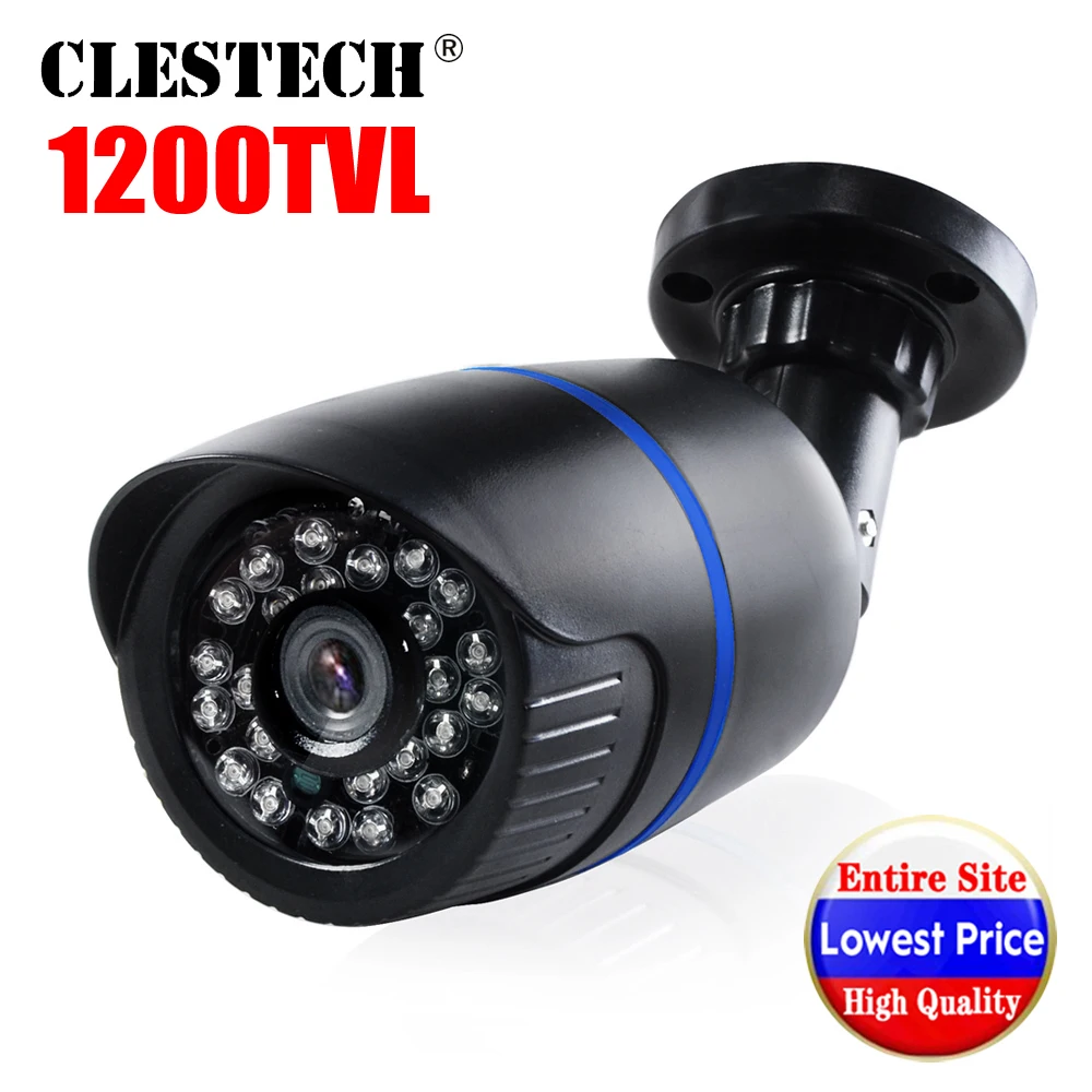 

Wholesale Real 1200TVL Cmos HD CCTV Camera IRCUT 24led 30m Night Vision Video Waterproof IP66 monitoring security mini vidicon