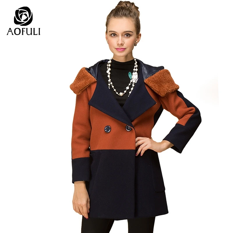 AOFULI S- 3XL 4XL 5XL Ladies Long Sleeve Winter Hooded Coat Contrast Color Block Hoodies Woolen Coat Big Size Long Tops 6350 
AOFULI S- 3XL 4XL 5XL Ladies Long Sleeve Winter Hooded Coat Contrast Color Block Hoodies Woolen Coat Big Size Long Tops 6350