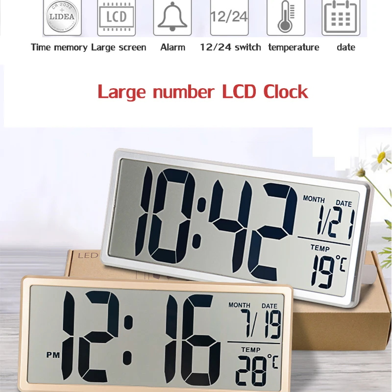 13.8 Inch LCD Clock Indoor Temperature Snooze Electronic Watch Calendar Home Offoice Decor 12/24 Switch Table Square Clcok
13.8 Inch LCD Clock Indoor Temperature Snooze Electronic Watch Calendar Home Offoice Decor 12/24 Switch Table Square Clcok