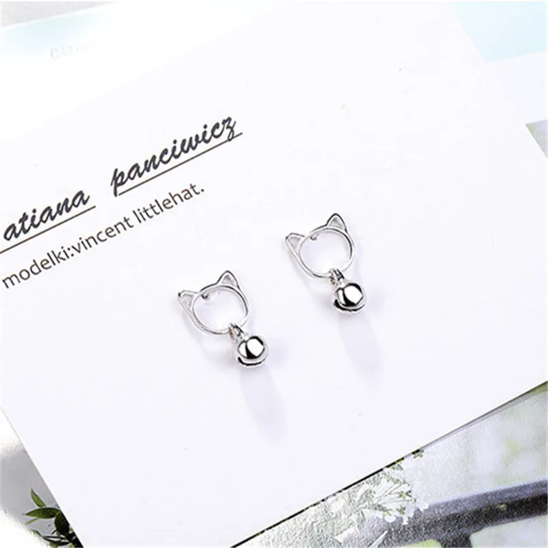 Real S925 Sterling Silver cat and bell earrings dangling For Women Party Romantic Fashion Jewelry gift
Real S925 Sterling Silver cat and bell earrings dangling For Women Party Romantic Fashion Jewelry gift