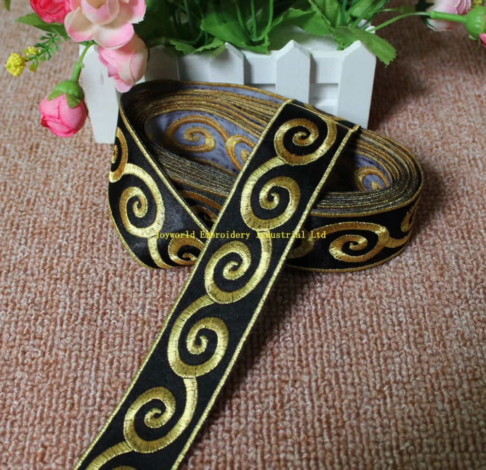 Gold Embroidered Braid appliqued Lace Iron on belt 3.5cm Wide, 6 Yards Long One Piece
Gold Embroidered Braid appliqued Lace Iron on belt 3.5cm Wide, 6 Yards Long One Piece