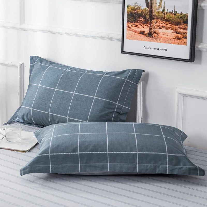 Dark Gray Cotton Plaid Duvet Cover With Zipper