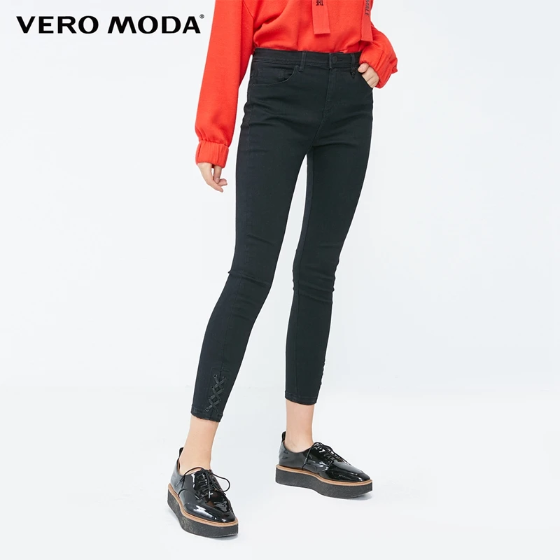 

Vero Moda 2019 New Women's Lace-up Cuffs Slight High Waist Stretch Slim Fit Jeans | 318349503