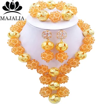 Majalia Fashion Nigerian Wedding Set African Jewelery Set Gold champagne Crystal Bride Jewelry Sets 1CZ020
Majalia Fashion Nigerian Wedding Set African Jewelery Set Gold champagne Crystal Bride Jewelry Sets 1CZ020