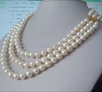Free Shipping>>triple strands 9-10mm natural Australian south sea white pearl necklace 18"
Free Shipping>>triple strands 9-10mm natural Australian south sea white pearl necklace 18"