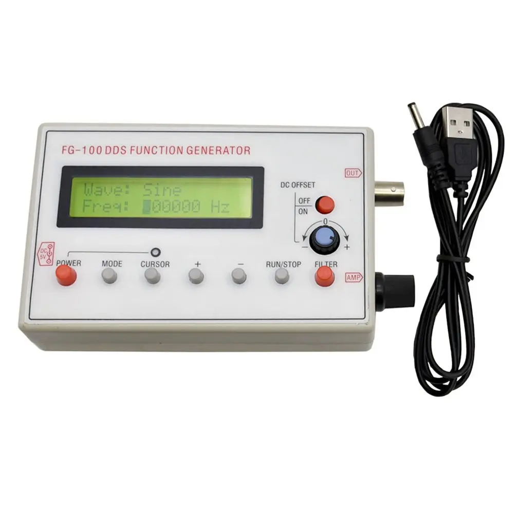 DDS 1HZ-500KHz Function Signal Generator Sine+Triangle + Square Wave Frequency with BNC to Alligator Clips Test Lead Set
DDS 1HZ-500KHz Function Signal Generator Sine+Triangle + Square Wave Frequency with BNC to Alligator Clips Test Lead Set