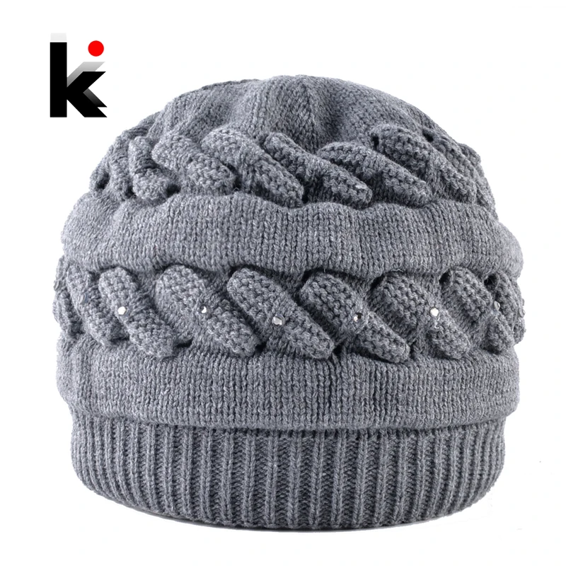 Warm Knitted Beanie With Rhinestones Winter Double Lining Hat For Women Fashion Knitting Plait Color Skullies Beanies Ladies cap
Warm Knitted Beanie With Rhinestones Winter Double Lining Hat For Women Fashion Knitting Plait Color Skullies Beanies Ladies cap