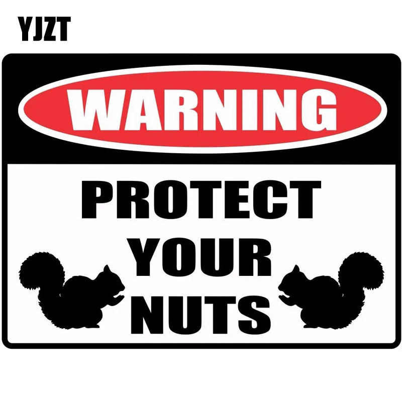 YJZT 16*11.8cm Funny WARNING Sign PROTECT YOUR NUTS Retro-reflective Car Sticker Decals C1-8139 | Автомобили и мотоциклы