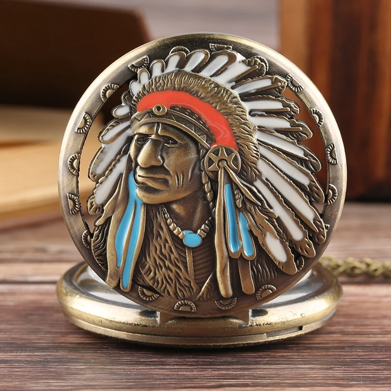 Ancient Indian Old Man Colorful Portrait Design Quartz Pocket Watch Bronze Clock Pendant Necklace Chain Souvenir Gifts
Ancient Indian Old Man Colorful Portrait Design Quartz Pocket Watch Bronze Clock Pendant Necklace Chain Souvenir Gifts