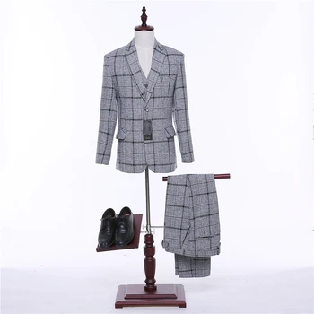 Fashion Mens Classic Suits Slim Light Gray Plaid Two Button Weeding Groom Tuxedo Formal 3 Pieces Suit Jackets+Pants+Vest
Fashion Mens Classic Suits Slim Light Gray Plaid Two Button Weeding Groom Tuxedo Formal 3 Pieces Suit Jackets+Pants+Vest