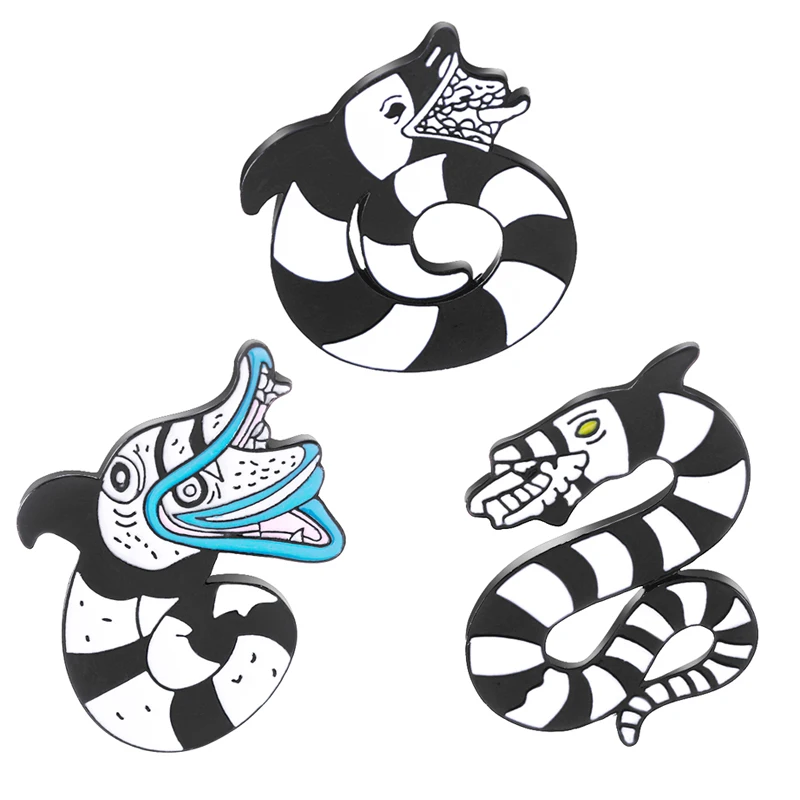Фото Beetlejuice змея эмали штырь значки с животными нагрудный знак брошь для джинсы