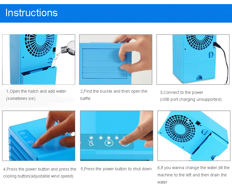 USB Air Cooler Conditioner ventilator Portable Humidifier Purifier Cooling Fan DesktopFloor Arctic Fan Office Household (11)
