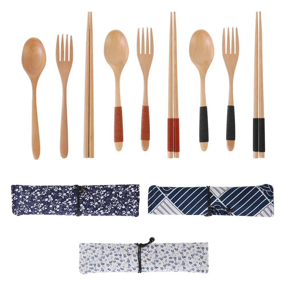 Spoon Fork Chopsticks Portable Tableware Wooden Cutlery Sets Travel Dinnerware Suit Environmental with Cloth Pack Gift
Spoon Fork Chopsticks Portable Tableware Wooden Cutlery Sets Travel Dinnerware Suit Environmental with Cloth Pack Gift