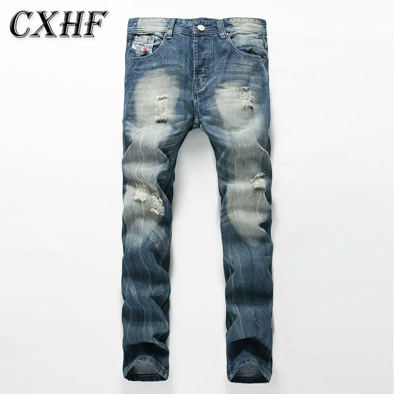 Men's Jeans Straight Hole Jeans Brand New Trousers Nostalgic Color Button Zipper Cardigan Distressed Embroidered Design
Men's Jeans Straight Hole Jeans Brand New Trousers Nostalgic Color Button Zipper Cardigan Distressed Embroidered Design