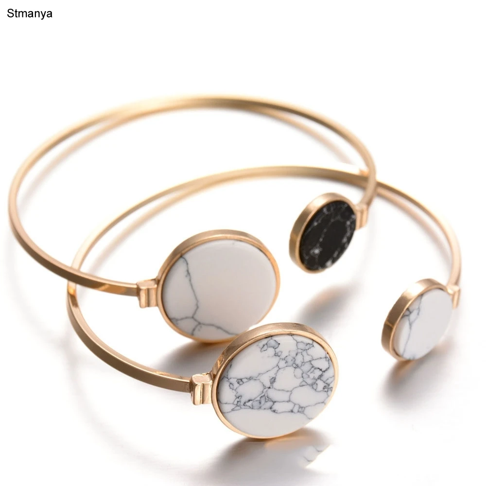 New Fashion Trendy Round Black White Marbleized Stone Charm Cuff Bracelet for Women Bangle Jewelry B1001
New Fashion Trendy Round Black White Marbleized Stone Charm Cuff Bracelet for Women Bangle Jewelry B1001
