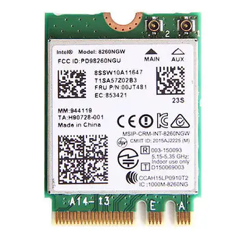 Wireless Adapter Card for IBM Lenovo Dual Band For Intel AC 8260 8260NGW NGFF M.2 802.11ac 867Mbps WIFI Bluetooth 4.2 00JT481
Wireless Adapter Card for IBM Lenovo Dual Band For Intel AC 8260 8260NGW NGFF M.2 802.11ac 867Mbps WIFI Bluetooth 4.2 00JT481