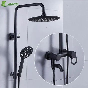 LANGYO Bronze Black Bathroom Shower Bath Faucet Dual Handles In Wall Washing Room Shower Mixer Taps 8" Rain Shower Head
LANGYO Bronze Black Bathroom Shower Bath Faucet Dual Handles In Wall Washing Room Shower Mixer Taps 8" Rain Shower Head