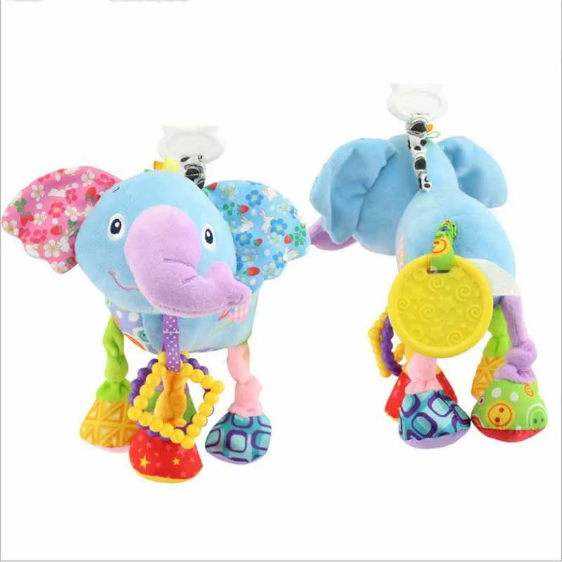 35*22CM Musical Cute Rattles Bed Crib Stroller Kids Stuffed Doll Vibrator Dog Hand Bell Shake RingToy With Teether D012 23