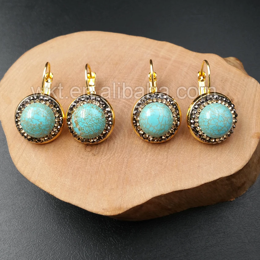 WT-E313 Wholesale All-Match Charm Rhinestone Women Earrings Fashion Natural Green Howlite Stone Earrings with 24k Gold strim
WT-E313 Wholesale All-Match Charm Rhinestone Women Earrings Fashion Natural Green Howlite Stone Earrings with 24k Gold strim