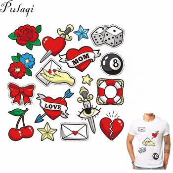 Pulaqi Rose Cartoon Heart Iron On Heat Transfer Vinly Love Patches Printed On T-shirt Clothing Thermal Transfers Decoration F
Pulaqi Rose Cartoon Heart Iron On Heat Transfer Vinly Love Patches Printed On T-shirt Clothing Thermal Transfers Decoration F