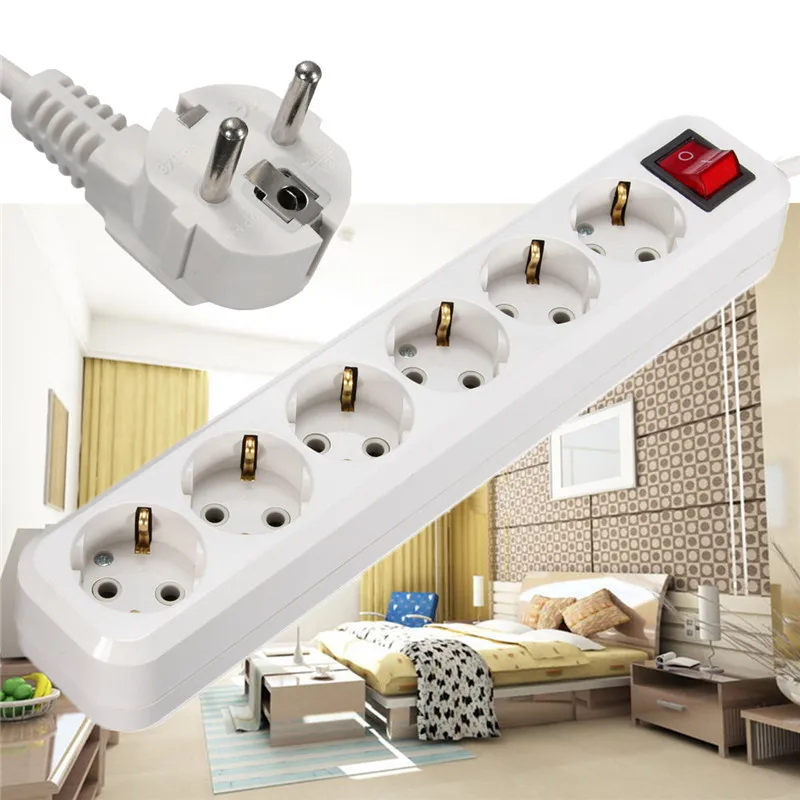 New 6 AC Power Sockets 10A 250V Power Strip EU Plug Overload Switch Surge Protector 6 Outlet Extension Lead Adapter
New 6 AC Power Sockets 10A 250V Power Strip EU Plug Overload Switch Surge Protector 6 Outlet Extension Lead Adapter