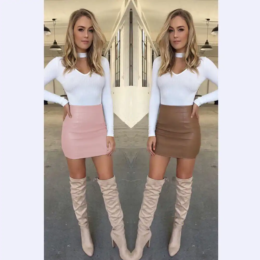 short skirt with knee high boots