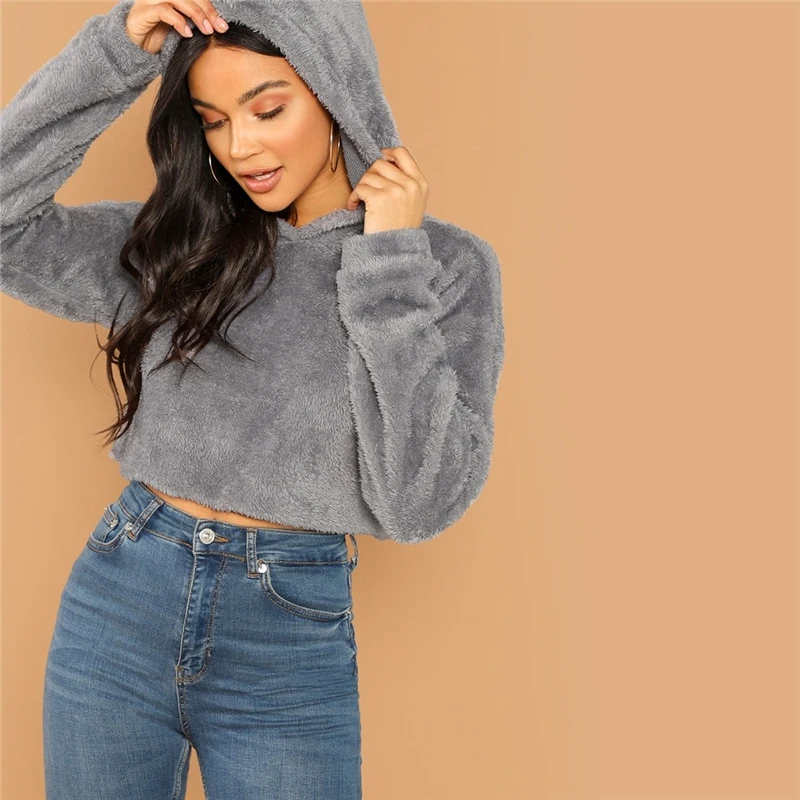 2019 Grey Fashion Solid Color Long Sleeve Crop Top Fleece Hoodie Sweatshirt Autumn Casual Women Pullovers Sweatshirts Female
2019 Grey Fashion Solid Color Long Sleeve Crop Top Fleece Hoodie Sweatshirt Autumn Casual Women Pullovers Sweatshirts Female