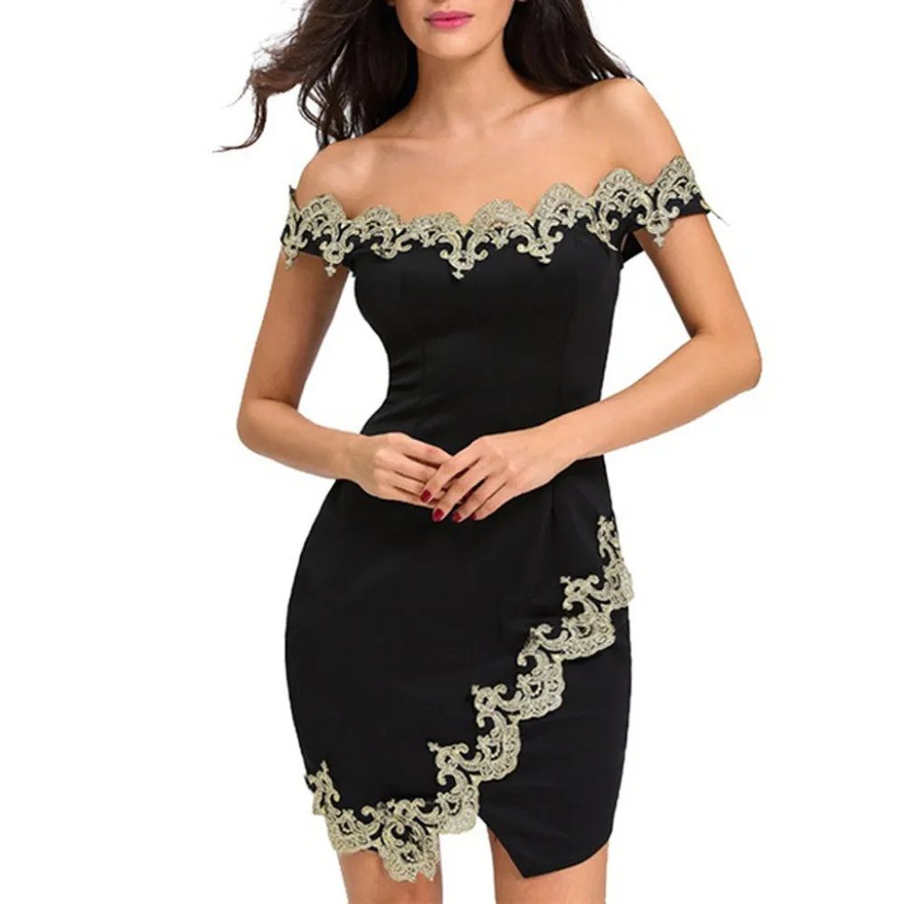 2019Hot Selling Dress Fashion Womens Sexy Casual Solid Lace Asymmetrical Slash Neck Mini Dress Elegant Party Dress Robe de dames
2019Hot Selling Dress Fashion Womens Sexy Casual Solid Lace Asymmetrical Slash Neck Mini Dress Elegant Party Dress Robe de dames