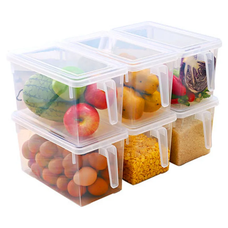 

Plastic Storage Bins Refrigerator Storage Box Food Storage Containers With Lid for Kitchen Fridge Cabinet Freezer Desk Organizer