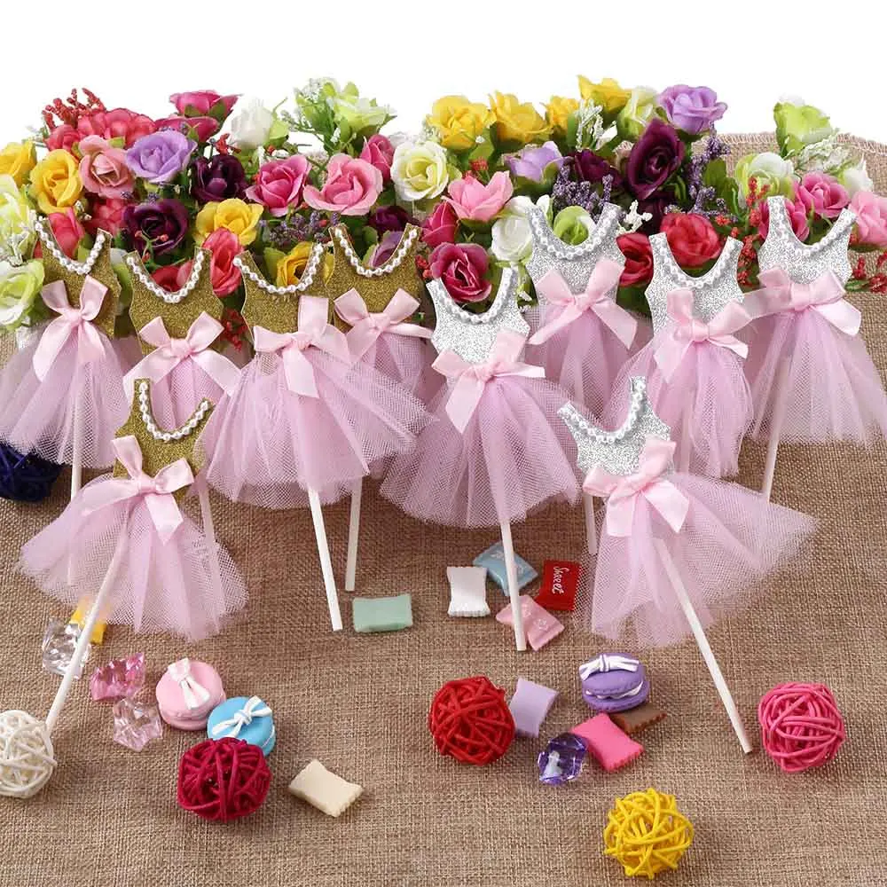 5pcs Lovely Bling Cupcake Cake Topper Paper Princess Skirt Insert Card with Plastic Stick Cake Decoration For Wedding Birthday
5pcs Lovely Bling Cupcake Cake Topper Paper Princess Skirt Insert Card with Plastic Stick Cake Decoration For Wedding Birthday