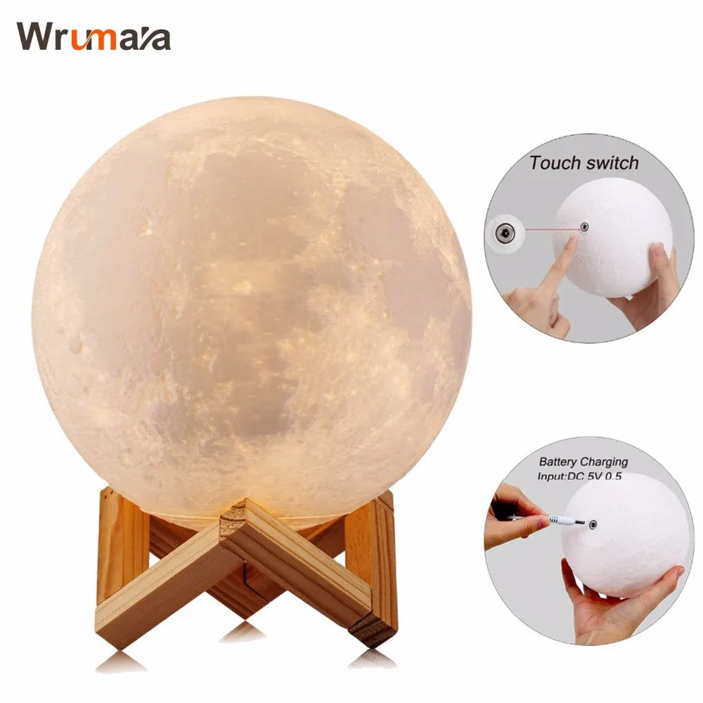 Wrumava LED Night Light 3D Printing Moon Lamp Lunar USB Charging NightLight Touch Control Brightness Two Tone 8CM 10CM 15CM 20CM
Wrumava LED Night Light 3D Printing Moon Lamp Lunar USB Charging NightLight Touch Control Brightness Two Tone 8CM 10CM 15CM 20CM