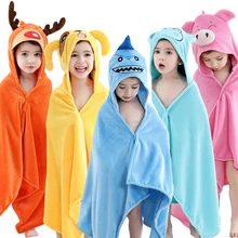 Crianças poncho toalhas bonito dos desenhos animados toalha com capuz roupões de banho das crianças meninos meninas animal toalha de chuveiro tubarão beachwear bebê roupões de banho(China)