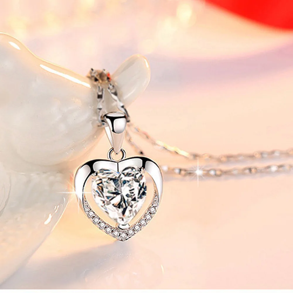 promotion 2019 NEW 925 sterling siver pendant necklace sweet Heart Pendant Crystals blue white stone for women trendy jewelry
promotion 2019 NEW 925 sterling siver pendant necklace sweet Heart Pendant Crystals blue white stone for women trendy jewelry