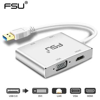 FSU 4 in 1 USB 3.0 to HDMI VGA DVI RJ45 10/100 Gigabit Ethernet Lan Adapter Cable for Notebook
FSU 4 in 1 USB 3.0 to HDMI VGA DVI RJ45 10/100 Gigabit Ethernet Lan Adapter Cable for Notebook