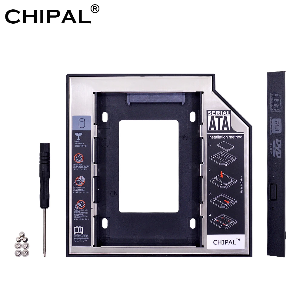 CHIPAL 10 шт. Универсальный SATA 3 0 2nd HDD Caddy 12 7 мм для 2 5 "размер 2T чехол SSD корпус с