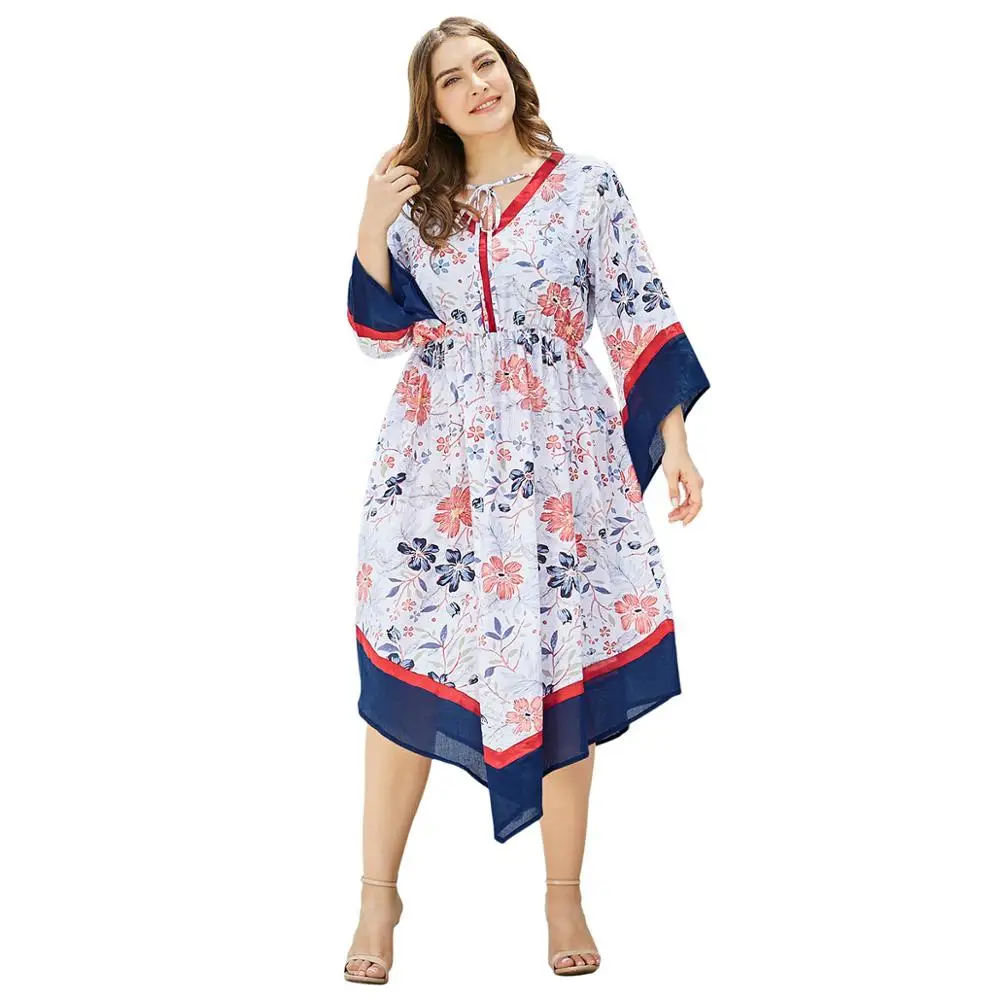 WHZHM Bohemian Plus Size 3XL 4XL Floral Party Dress Women White Printed Bow V-Neck Beach Vestidos Autumn Flower Dress Ladies
WHZHM Bohemian Plus Size 3XL 4XL Floral Party Dress Women White Printed Bow V-Neck Beach Vestidos Autumn Flower Dress Ladies