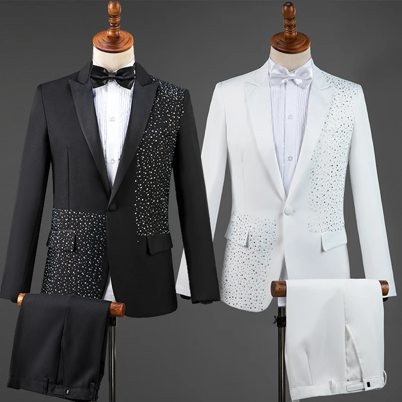 Men Jacket Suit Slim Pearl Coat Black White Set Adults Wedding Evening Party Bar Gogo Outfits Singer Performance Clothing DT745
Men Jacket Suit Slim Pearl Coat Black White Set Adults Wedding Evening Party Bar Gogo Outfits Singer Performance Clothing DT745