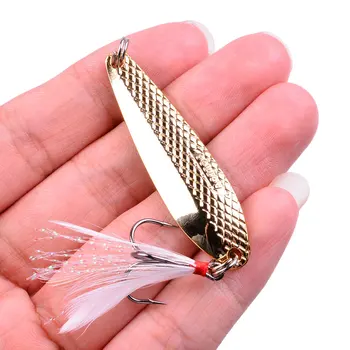 

1PCS 5cm 6g Metal Spinner Spoon Fishing Lure Hard Baits Gold Sequins Noise Paillette Artificial Bait with Treble Feather Hook