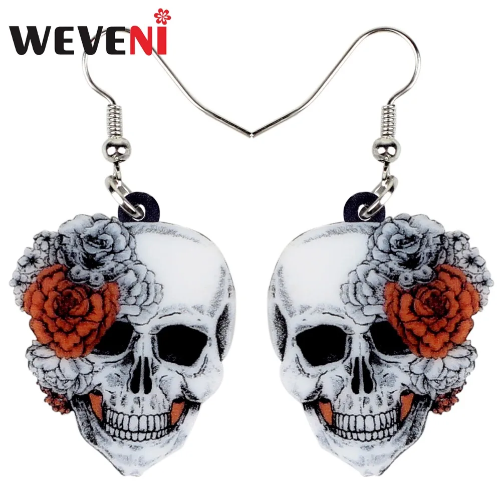 WEVENI Acrylic Halloween Rose Flower Skull Earrings Drop Dangle Big Long Fashion Punk Jewelry For Women Girls Ladies Accessories
WEVENI Acrylic Halloween Rose Flower Skull Earrings Drop Dangle Big Long Fashion Punk Jewelry For Women Girls Ladies Accessories