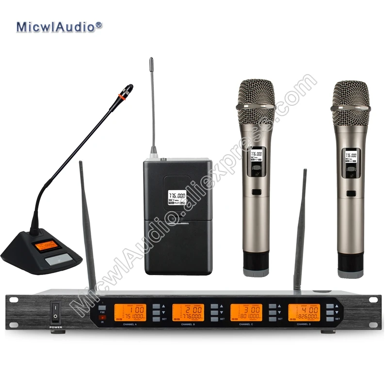 D400 4x100 Channel Digital Wireless Microphone System 1Gooseneck + 1Bodypack + 2Handheld Micwl.Audio D400-008
D400 4x100 Channel Digital Wireless Microphone System 1Gooseneck + 1Bodypack + 2Handheld Micwl.Audio D400-008