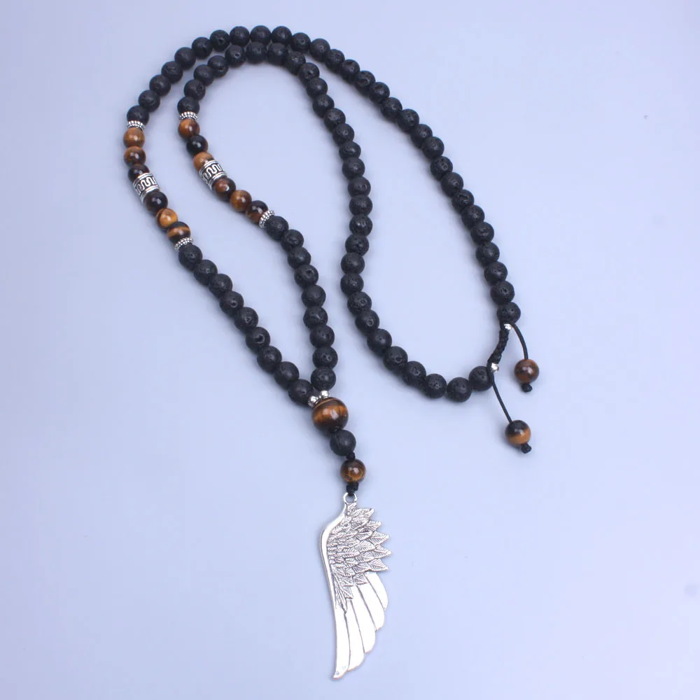 Men necklace Tiger eye stone with lava stone long necklace metal wing Pendant necklace steampunk Jewelry
Men necklace Tiger eye stone with lava stone long necklace metal wing Pendant necklace steampunk Jewelry