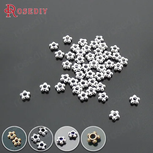 

200PCS 4.5MM Silver Color Gold Color Antique style Plated Zinc Alloy Flower Shape Spacer Beads Diy Jewelry Findings Wholesale