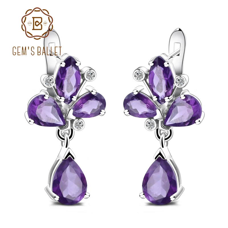 Gem's Ballet 2.46Ct Natural Purple Amethyst Drop Earring 925 Sterling Silver Flower Earrings Fine Jewelry For Women Wedding
Gem's Ballet 2.46Ct Natural Purple Amethyst Drop Earring 925 Sterling Silver Flower Earrings Fine Jewelry For Women Wedding