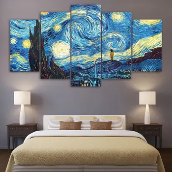 5 Piece Wall Art Picture Gift Starry Night By Van Gogh Home Decoration Canvas Print Painting For Living Room Printed On Canvas
5 Piece Wall Art Picture Gift Starry Night By Van Gogh Home Decoration Canvas Print Painting For Living Room Printed On Canvas