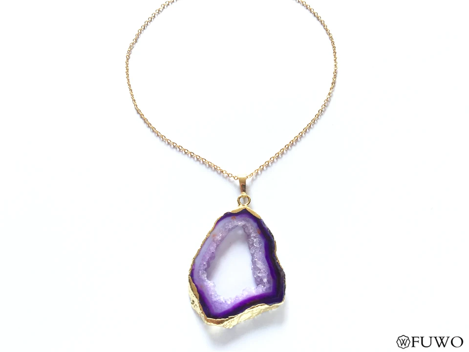 Purple Agate Slice Pendant 12