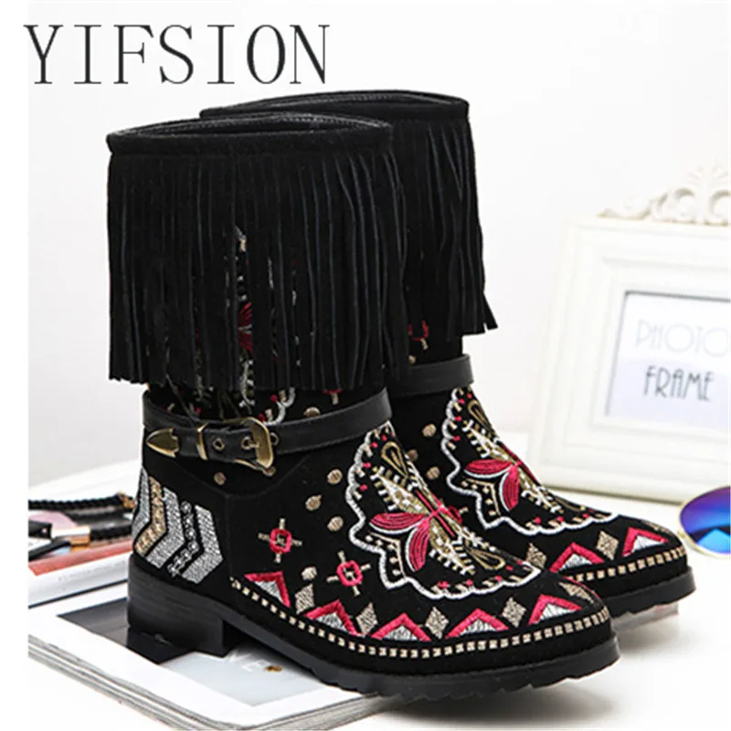 OLOME New Black Embroider Women Boots Round Toe Buckle Strap Chunky Low Heel Women Warm Winter Ankle Boots Shoes Woman
OLOME New Black Embroider Women Boots Round Toe Buckle Strap Chunky Low Heel Women Warm Winter Ankle Boots Shoes Woman