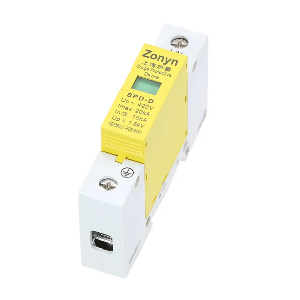 high quality SPD 420V 10KA~20KA House Surge Protector Protective Low-voltage Arrester Device 1P (1P+N)
high quality SPD 420V 10KA~20KA House Surge Protector Protective Low-voltage Arrester Device 1P (1P+N)