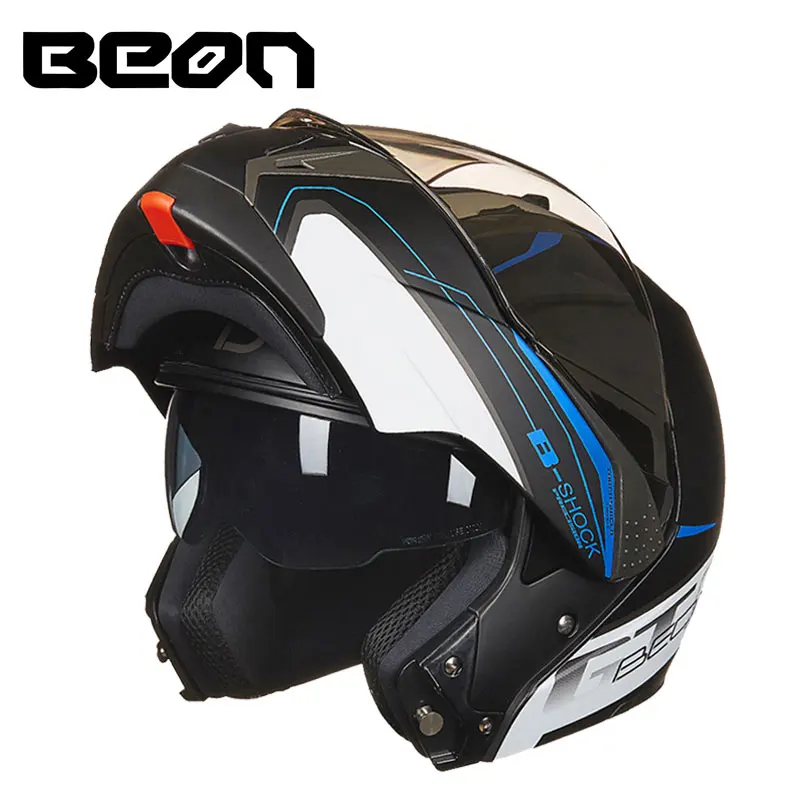 Мотоциклетный модульный шлем BEON casco защитный с двойными линзами для езды по