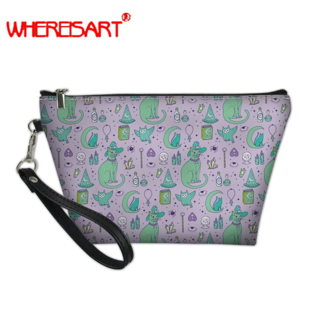 WHEREISART мистические кошки Косметика сумка Макияж женский макияж pochette maquillage | Багаж
